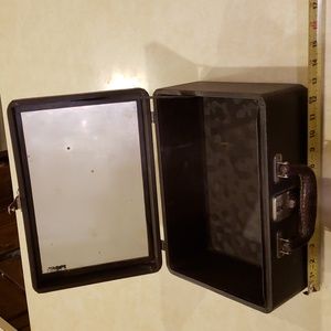 Antique luggage mirror cosmetic case train brown